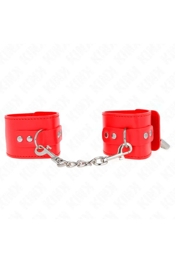 Handgelenkfesseln mit Vorhängeschloss Verschluss Rot verstellbar 16-23 cm X 5,5 cm von Kink Wrist Restraint