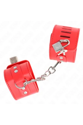 Handgelenkfesseln mit Vorhängeschloss Verschluss Rot verstellbar 16-23 cm X 5,5 cm von Kink Wrist Restraint