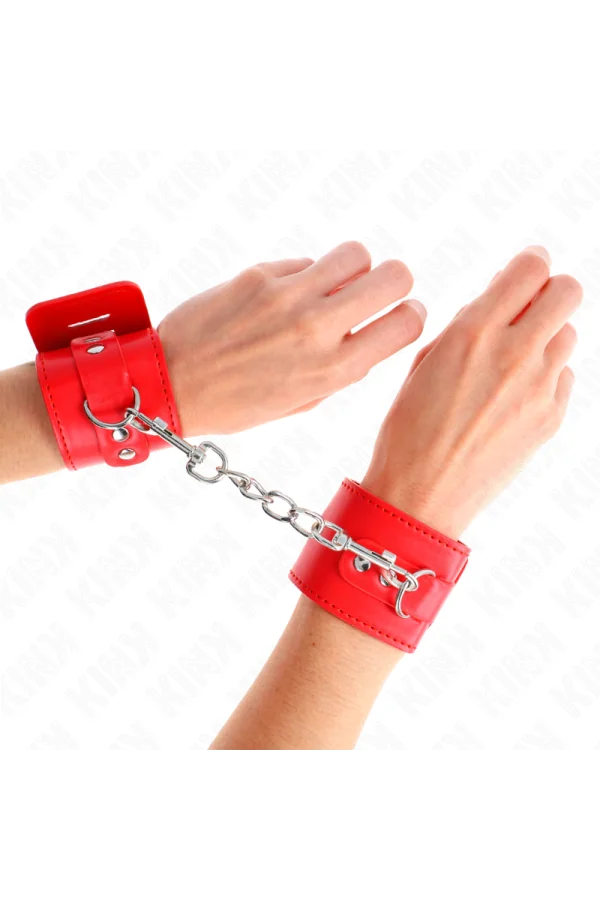 Handgelenkfesseln mit Vorhängeschloss Verschluss Rot verstellbar 16-23 cm X 5,5 cm von Kink Wrist Restraint