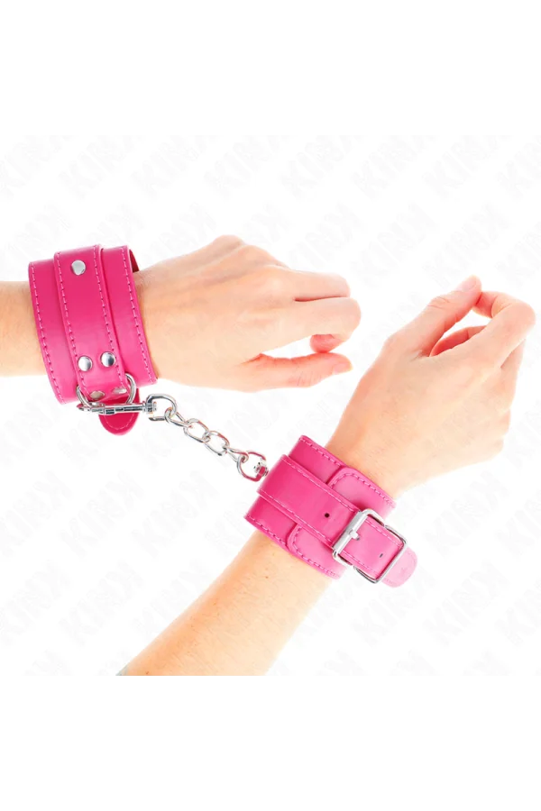 Handgelenkfesseln Raspberry Rose mit Raspberry Rose Futter verstellbar 20-28 cm X 5,5 cm von Kink Wrist Restraint