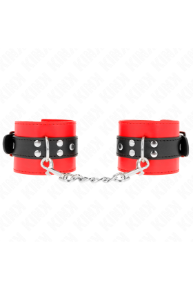 Handgelenkfesseln Rot mit Schwarzem Gürtel Verstellbar 17-28 cm X 6 cm von Kink Wrist Restraint kaufen | Fesselliebe