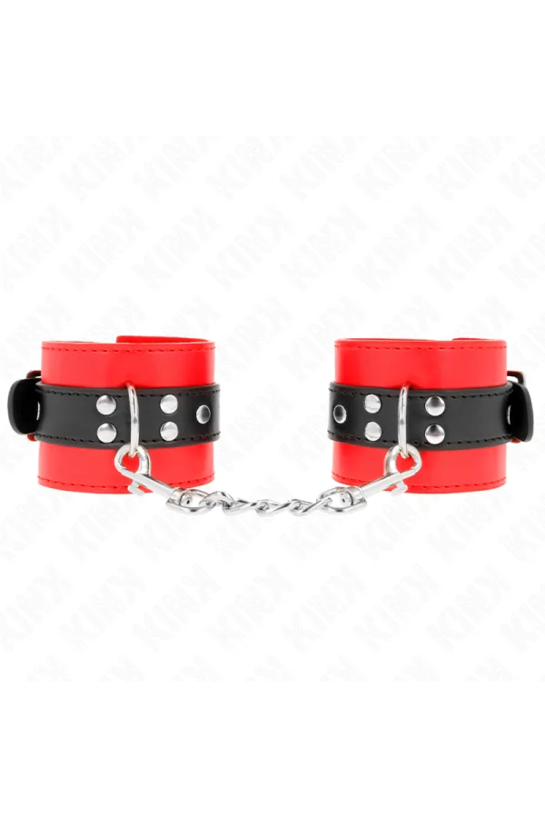 Handgelenkfesseln Rot mit Schwarzem Gürtel verstellbar 17-28 cm X 6 cm von Kink Wrist Restraint