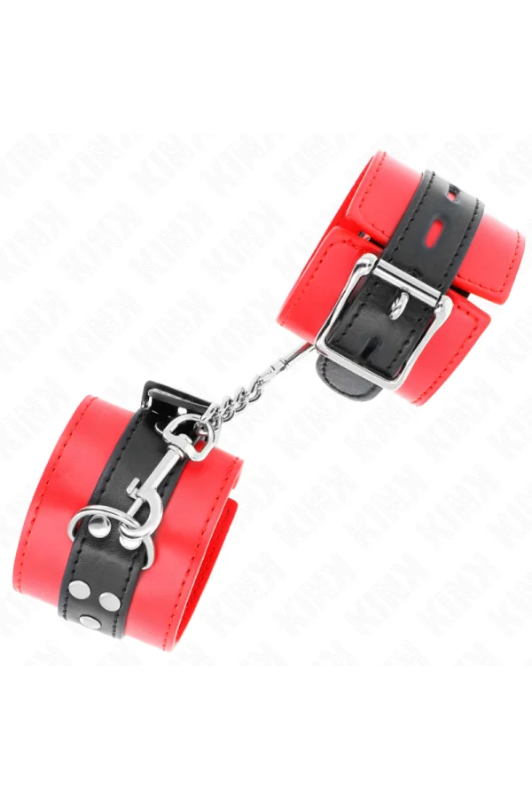 Handgelenkfesseln Rot mit Schwarzem Gürtel verstellbar 17-28 cm X 6 cm von Kink Wrist Restraint