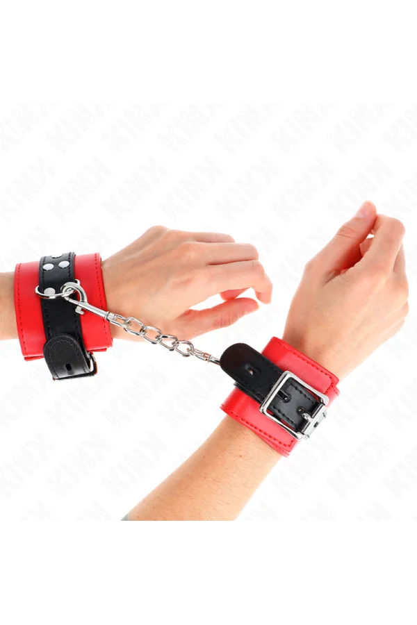 Handgelenkfesseln Rot mit Schwarzem Gürtel verstellbar 17-28 cm X 6 cm von Kink Wrist Restraint