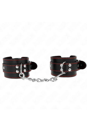 Handgelenkfesseln Schwarz mit Rotem Futter verstellbar 20-28 cm X 5,5 cm von Kink Wrist Restraint