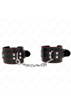 Handgelenkfesseln Schwarz mit Rotem Futter Verstellbar 20-28 cm X 5,5 cm von Kink Wrist Restraint kaufen | Fesselliebe