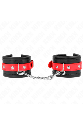 Handgelenkfesseln Schwarz mit Rotem Gürtel Verstellbar 17-28 cm X 6 cm von Kink Wrist Restraint kaufen | Fesselliebe