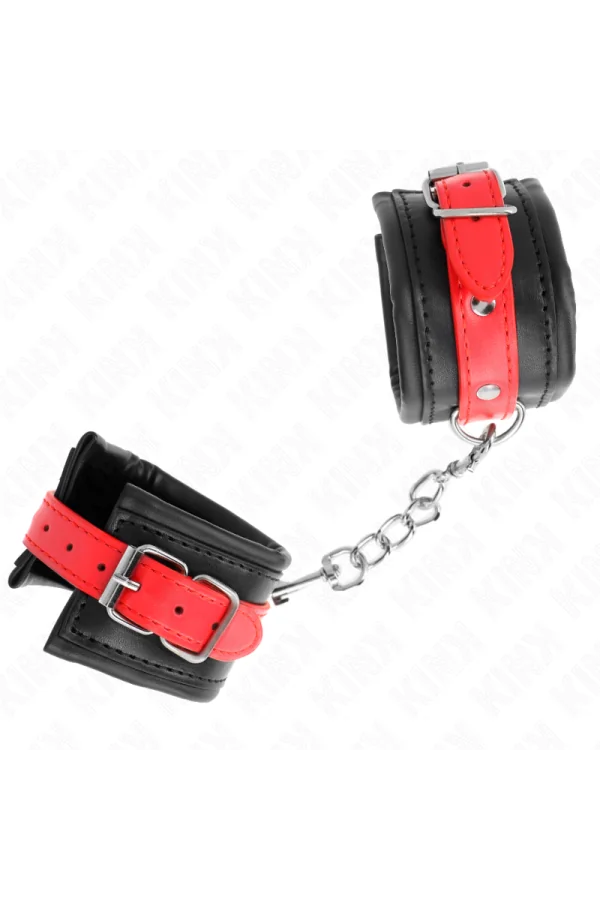 Handgelenkfesseln Schwarz mit Rotem Gürtel verstellbar 17-28 cm X 6 cm von Kink Wrist Restraint