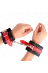 Handgelenkfesseln Schwarz mit Rotem Gürtel verstellbar 17-28 cm X 6 cm von Kink Wrist Restraint