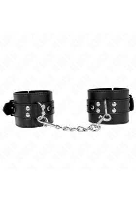 Handgelenkfesseln Schwarz mit Schwarzem Gürtel Verstellbar 17-28 cm X 6 cm von Kink Wrist Restraint kaufen | Fesselliebe