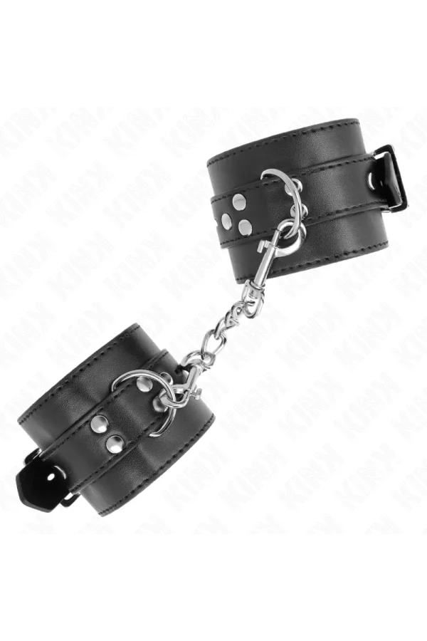 Handgelenkfesseln Schwarz mit Schwarzem Gürtel verstellbar 17-28 cm X 6 cm von Kink Wrist Restraint