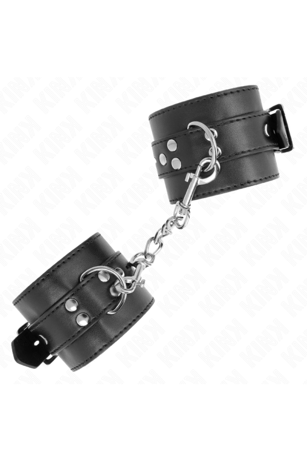 Handgelenkfesseln Schwarz mit Schwarzem Gürtel Verstellbar 17-28 cm X 6 cm von Kink Wrist Restraint kaufen | Fesselliebe