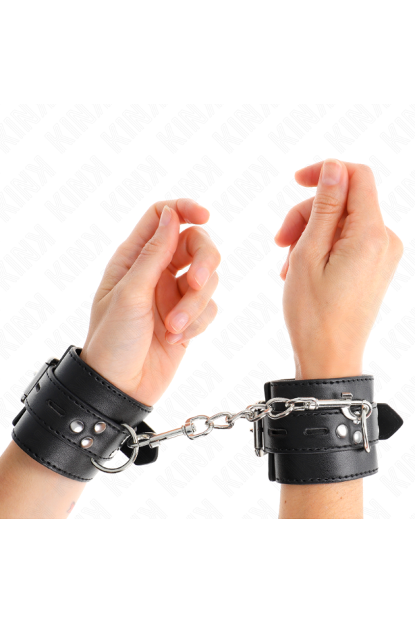 Handgelenkfesseln Schwarz mit Schwarzem Gürtel Verstellbar 17-28 cm X 6 cm von Kink Wrist Restraint kaufen | Fesselliebe