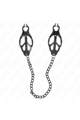 Japanische Kleeblatt-Nippelklammern mit Kette Schwarz 30 cm von Kink Nipple Grip kaufen | Fesselliebe