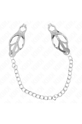 Japanische Kleeblatt-Nippelklammern mit Kette Silber 30 cm von Kink Nipple Grip kaufen | Fesselliebe
