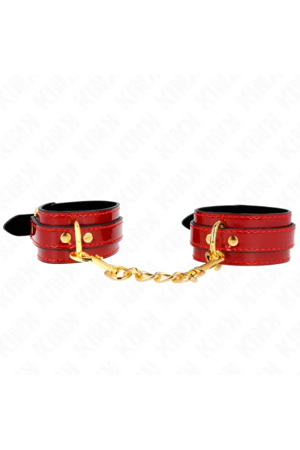 Joanna Angel Handgelenkmanschetten Rot verstellbar mit Goldkette 16,5-26 cm X 4 cm von Kink Wrist Restraint