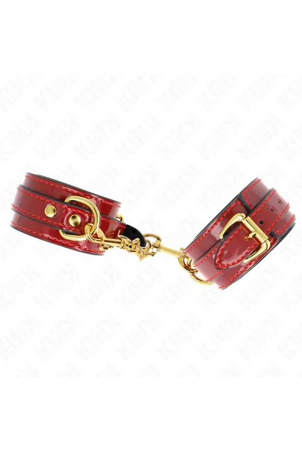 Joanna Angel Handgelenkmanschetten Rot verstellbar mit Goldkette 16,5-26 cm X 4 cm von Kink Wrist Restraint