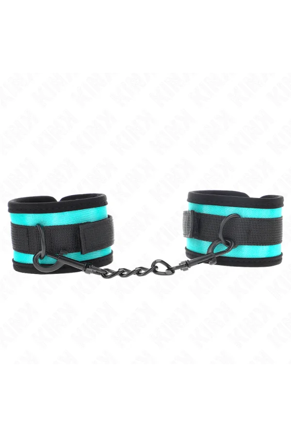 Klett- und Schleifen-Handfesseln aus Nylon Schwarz-Blau verstellbar 18-32 cm X 5 cm von Kink Wrist Restraint