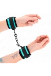 Klett- und Schleifen-Handfesseln aus Nylon Schwarz-Blau verstellbar 18-32 cm X 5 cm von Kink Wrist Restraint