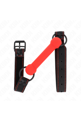 Knochengag mit Kunstlederband Rot Verstellbar 41-57 cm von Kink Collar & Gag kaufen | Fesselliebe