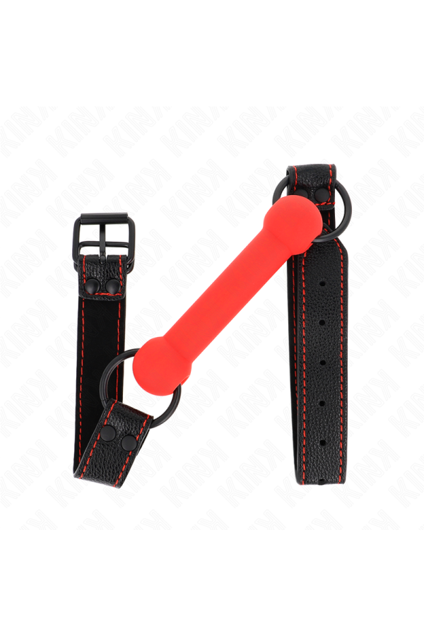 Knochengag mit Kunstlederband Rot Verstellbar 41-57 cm von Kink Collar & Gag kaufen | Fesselliebe