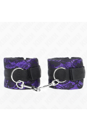 Kurze Handgelenksfesseln aus Samtspitze und Nylonbindung Lila/Schwarz 23 X 6,5 cm von Kink Wrist Restraint kaufen | Fesselliebe
