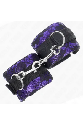 Kurze Handgelenksfesseln aus Samtspitze und Nylonbindung Lila/Schwarz 23 X 6,5 cm von Kink Wrist Restraint