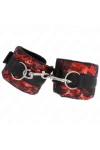 Kurze Handgelenksfesseln aus Samtspitze und Nylonfessel Rot/Schwarz 23 X 6,5 cm von Kink Wrist Restraint