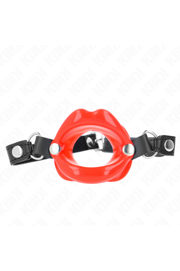 Lip 8 cm Knebel mit Rotem Kunstlederband 63 X 2 cm Verstellbar 39-58 cm von Kink Collar & Gag kaufen | Fesselliebe