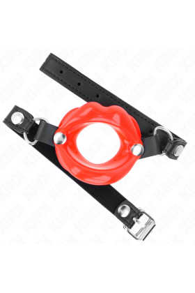 Lip 8 cm Knebel mit Rotem Kunstlederband 63 X 2 cm Verstellbar 39-58 cm von Kink Collar & Gag kaufen | Fesselliebe