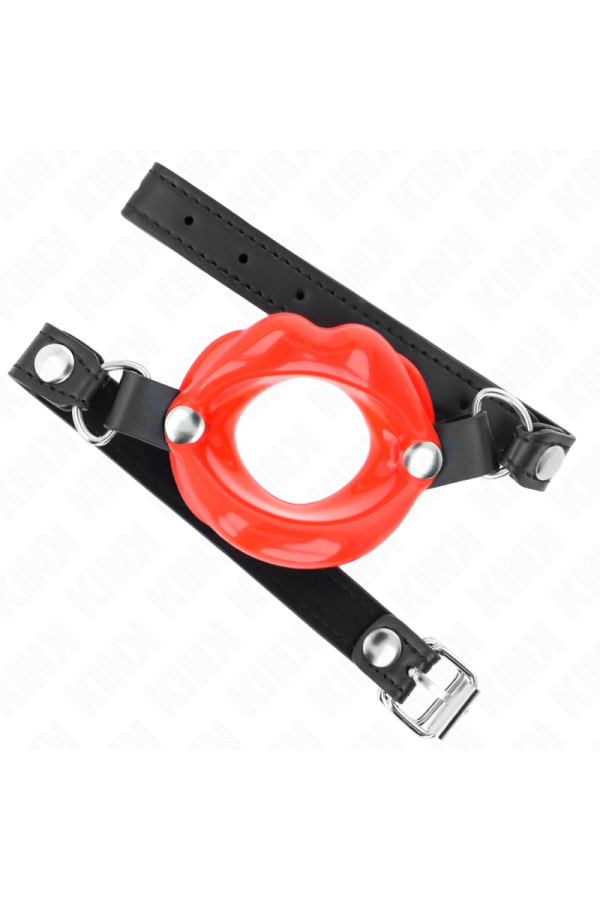 Lip 8 cm Knebel mit Rotem Kunstlederband 63 X 2 cm Verstellbar 39-58 cm von Kink Collar & Gag kaufen | Fesselliebe