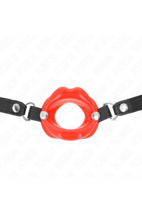 Lip 8 cm Knebel mit Rotem Kunstlederband 63 X 2 cm Verstellbar 39-58 cm von Kink Collar & Gag kaufen | Fesselliebe