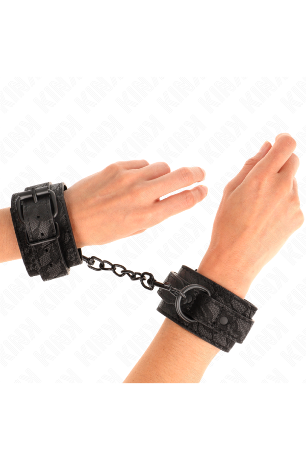 Mit Dunkler Spitze Überzogene Handgelenkmanschetten Verstellbar Schwarz 19-26 cm von Kink Wrist Restraint kaufen | Fesselliebe