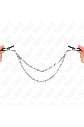 Nippelklemmen mit 2 Dicken Ketten Silber 20/23 cm von Kink Nipple Grip kaufen | Fesselliebe
