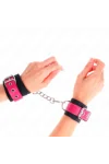 Nylon Handgelenkfesseln Schwarz mit Kunstledergürtel Himbeerrosa verstellbar 19-29 cm X 5,1 cm von Kink Wrist Restraint