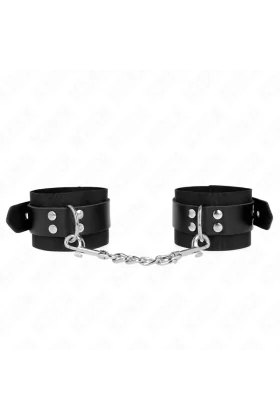 Nylon Handgelenkfesseln Schwarz mit Ledergurte Schwarz verstellbar 19-29 cm X 5,1 cm von Kink Wrist Restraint