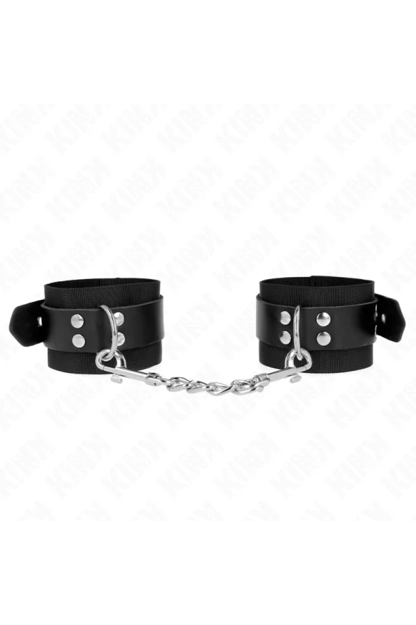 Nylon Handgelenkfesseln Schwarz mit Ledergurte Schwarz verstellbar 19-29 cm X 5,1 cm von Kink Wrist Restraint