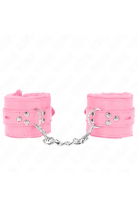 Pelzgefütterte Handgelenkfesseln mit Löchern, Rosa und Rosa Gürtel, verstellbar 17-29 cm X 6 cm von Kink Wrist Restraint