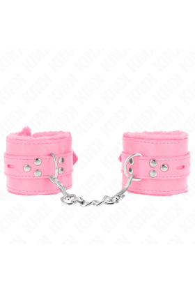 Handgelenkfesseln mit Quadratischen Löchern, Rosa und Rosa Gürtel, Verstellbar 17-29 cm X 6 cm von Kink Wrist Restraint kaufen | Fesselliebe