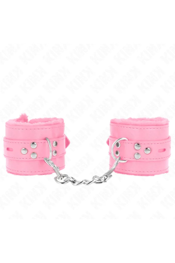 Pelzgefütterte Handgelenkfesseln mit Löchern, Rosa und Rosa Gürtel, verstellbar 17-29 cm X 6 cm von Kink Wrist Restraint