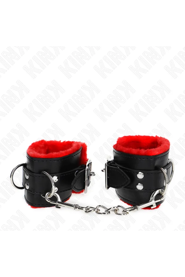 Pelzgefütterte Handgelenkfesseln mit Löchern, Roter und Schwarzer Gürtel, verstellbar 17-29 cm X 6 cm von Kink Wrist Restraint