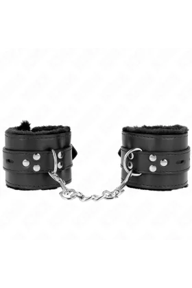 Pelzgefütterte Handgelenkfesseln mit Löchern, Schwarz und Schwarzer Gürtel, verstellbar 17-29 cm X 6 cm von Kink Wrist Restraint