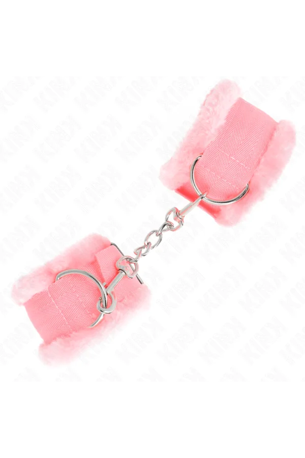 Pelzgefütterte Handgelenkfesseln Rosa verstellbar 17-31 cm X 7 cm von Kink Wrist Restraint