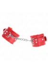 Pelzgefütterte Handgelenkfesseln Rot mit Rotem Gürtel verstellbar 17-29 cm X 6 cm von Kink Wrist Restraint