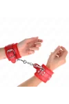 Pelzgefütterte Handgelenkfesseln Rot mit Rotem Gürtel verstellbar 17-29 cm X 6 cm von Kink Wrist Restraint