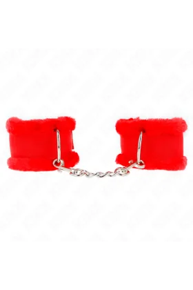 Pelzgefütterte Handgelenkfesseln Rot verstellbar 17-31 cm X 7 cm von Kink Wrist Restraint