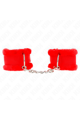 Pelzgefütterte Handgelenkfesseln Rot Verstellbar 17-31 cm X 7 cm von Kink Wrist Restraint kaufen | Fesselliebe