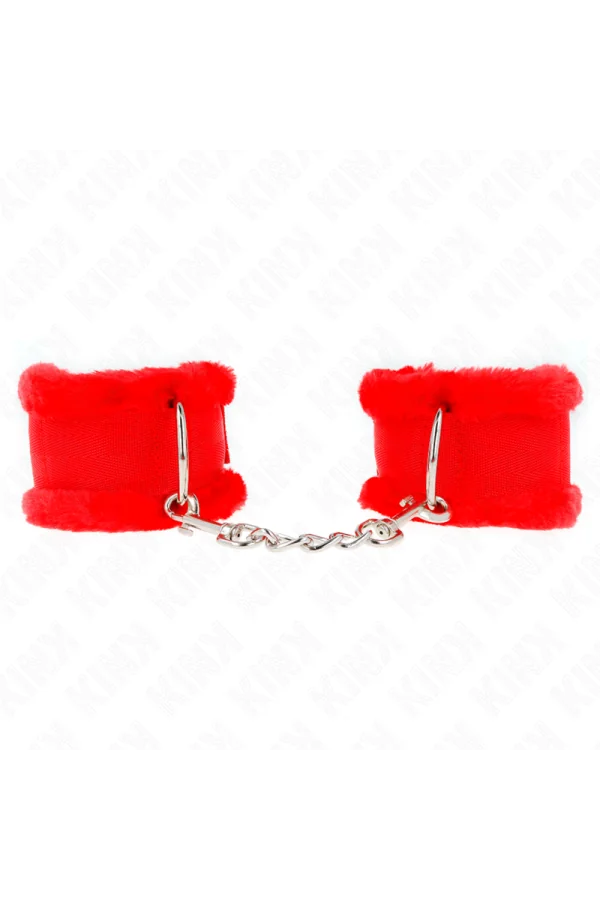 Pelzgefütterte Handgelenkfesseln Rot verstellbar 17-31 cm X 7 cm von Kink Wrist Restraint