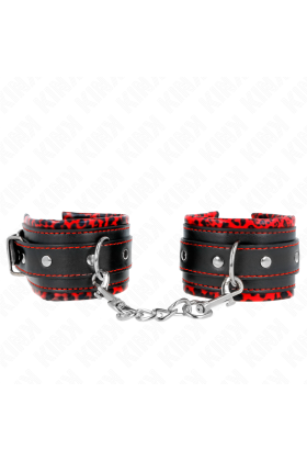 Pelzgefütterte Handgelenkfesseln Rot/Schwarz Verstellbar 17-29 cm X 6 cm von Kink Wrist Restraint kaufen | Fesselliebe