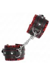 Pelzgefütterte Handgelenkfesseln Rot/Schwarz verstellbar 17-29 cm X 6 cm von Kink Wrist Restraint